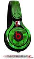 Skin Decal Wrap works with Beats Mixr Headphones Flaming Fire Skull Green Skin Only (HEADPHONES NOT INCLUDED)