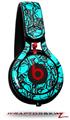 Skin Decal Wrap works with Beats Mixr Headphones Scattered Skulls Neon Teal Skin Only (HEADPHONES NOT INCLUDED)