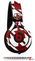 Skin Decal Wrap works with Beats Mixr Headphones Houndstooth Red Dark Skin Only (HEADPHONES NOT INCLUDED)