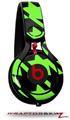 Skin Decal Wrap works with Beats Mixr Headphones Houndstooth Neon Lime Green on Black Skin Only (HEADPHONES NOT INCLUDED)