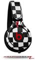 Skin Decal Wrap works with Beats Mixr Headphones Checkered Canvas Black and White Skin Only (HEADPHONES NOT INCLUDED)