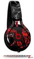 Skin Decal Wrap works with Beats Mixr Headphones Twisted Garden Gray and Red Skin Only (HEADPHONES NOT INCLUDED)