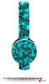 Scattered Skulls Neon Teal Decal Style Skin (fits Sol Republic Tracks Headphones - HEADPHONES NOT INCLUDED) 