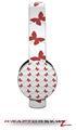 Pastel Butterflies Red on White Decal Style Skin (fits Sol Republic Tracks Headphones - HEADPHONES NOT INCLUDED) 