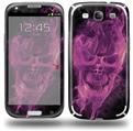 Flaming Fire Skull Hot Pink Fuchsia - Decal Style Skin (fits Samsung Galaxy S III S3)