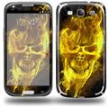 Flaming Fire Skull Yellow - Decal Style Skin (fits Samsung Galaxy S III S3)