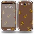 Anchors Away Chocolate Brown - Decal Style Skin (fits Samsung Galaxy S III S3)