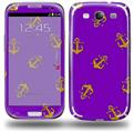 Anchors Away Purple - Decal Style Skin (fits Samsung Galaxy S III S3)