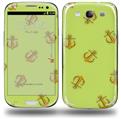 Anchors Away Sage Green - Decal Style Skin (fits Samsung Galaxy S III S3)