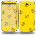 Anchors Away Yellow - Decal Style Skin (fits Samsung Galaxy S III S3)