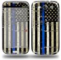 Painted Faded Cracked Blue Line Stripe USA American Flag - Decal Style Skin (fits Samsung Galaxy S III S3)