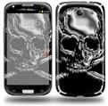 Chrome Skull on Black - Decal Style Skin (fits Samsung Galaxy S III S3)