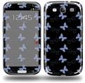 Pastel Butterflies Blue on Black - Decal Style Skin (fits Samsung Galaxy S III S3)
