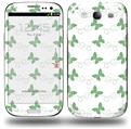 Pastel Butterflies Green on White - Decal Style Skin (fits Samsung Galaxy S III S3)