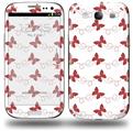 Pastel Butterflies Red on White - Decal Style Skin (fits Samsung Galaxy S III S3)