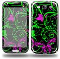 Twisted Garden Green and Hot Pink - Decal Style Skin (fits Samsung Galaxy S III S3)