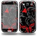 Twisted Garden Gray and Red - Decal Style Skin (fits Samsung Galaxy S III S3)