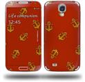 Anchors Away Red Dark - Decal Style Skin (fits Samsung Galaxy S IV S4)