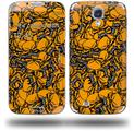 Scattered Skulls Orange - Decal Style Skin (fits Samsung Galaxy S IV S4)