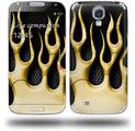 Metal Flames Yellow - Decal Style Skin (fits Samsung Galaxy S IV S4)