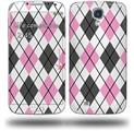 Argyle Pink and Gray - Decal Style Skin (fits Samsung Galaxy S IV S4)