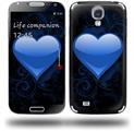 Glass Heart Grunge Blue - Decal Style Skin (fits Samsung Galaxy S IV S4)