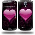Glass Heart Grunge Hot Pink - Decal Style Skin (fits Samsung Galaxy S IV S4)