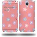 Pastel Flowers on Pink - Decal Style Skin (fits Samsung Galaxy S IV S4)