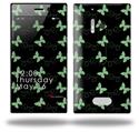 Pastel Butterflies Green on Black - Decal Style Skin (fits Nokia Lumia 928)