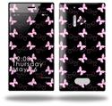 Pastel Butterflies Pink on Black - Decal Style Skin (fits Nokia Lumia 928)