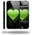 Glass Heart Grunge Green - Decal Style Vinyl Skin (compatible with Apple Original iPhone 5, NOT the iPhone 5C or 5S)