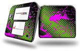 Halftone Splatter Hot Pink Green - Decal Style Vinyl Skin fits Nintendo 2DS - 2DS NOT INCLUDED