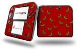 Christmas Holly Leaves on Red - Decal Style Vinyl Skin fits Nintendo 2DS - 2DS NOT INCLUDED