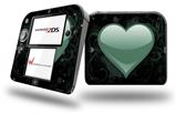 Glass Heart Grunge Seafoam Green - Decal Style Vinyl Skin fits Nintendo 2DS - 2DS NOT INCLUDED
