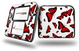 Butterflies Red - Decal Style Vinyl Skin fits Nintendo 2DS - 2DS NOT INCLUDED