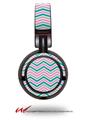 Decal style Skin Wrap for Sony MDR ZX100 Headphones Zig Zag Teal Pink and Gray (HEADPHONES  NOT INCLUDED)
