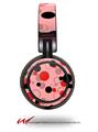 Decal style Skin Wrap for Sony MDR ZX100 Headphones Lots of Dots Red on Pink (HEADPHONES  NOT INCLUDED)