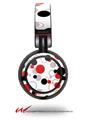 Decal style Skin Wrap for Sony MDR ZX100 Headphones Lots of Dots Red on White (HEADPHONES  NOT INCLUDED)