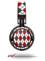 Decal style Skin Wrap for Sony MDR ZX100 Headphones Argyle Red and Gray (HEADPHONES  NOT INCLUDED)