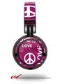 Decal style Skin Wrap for Sony MDR ZX100 Headphones Love and Peace Hot Pink (HEADPHONES  NOT INCLUDED)