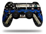 WraptorSkinz Skin compatible with Sony PS4 Dualshock Controller PlayStation 4 Original Slim and Pro Painted Faded Cracked Blue Line Stripe USA American Flag (CONTROLLER NOT INCLUDED)