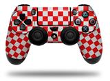 WraptorSkinz Skin compatible with Sony PS4 Dualshock Controller PlayStation 4 Original Slim and Pro Checkered Canvas Red and White (CONTROLLER NOT INCLUDED)