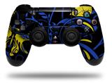 WraptorSkinz Skin compatible with Sony PS4 Dualshock Controller PlayStation 4 Original Slim and Pro Twisted Garden Blue and Yellow (CONTROLLER NOT INCLUDED)