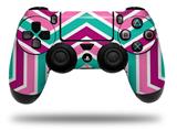 WraptorSkinz Skin compatible with Sony PS4 Dualshock Controller PlayStation 4 Original Slim and Pro Zig Zag Teal Pink Purple (CONTROLLER NOT INCLUDED)