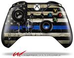 Decal Style Skin for Microsoft XBOX One Wireless Controller Painted Faded Cracked Blue Line Stripe USA American Flag - (CONTROLLER NOT INCLUDED)