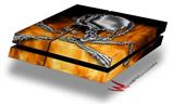 Vinyl Decal Skin Wrap compatible with Sony PlayStation 4 Original Console Chrome Skull on Fire (PS4 NOT INCLUDED)