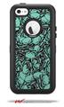 Scattered Skulls Seafoam Green - Decal Style Vinyl Skin fits Otterbox Defender iPhone 5C Case (CASE SOLD SEPARATELY)