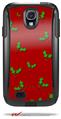 Christmas Holly Leaves on Red - Decal Style Vinyl Skin fits Otterbox Commuter Case for Samsung Galaxy S4 (CASE SOLD SEPARATELY)