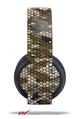 Vinyl Decal Skin Wrap compatible with Original Sony PlayStation 4 Gold Wireless Headphones HEX Mesh Camo 01 Brown (PS4 HEADPHONES NOT INCLUDED)