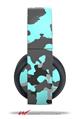 Vinyl Decal Skin Wrap compatible with Original Sony PlayStation 4 Gold Wireless Headphones WraptorCamo Old School Camouflage Camo Neon Teal (PS4 HEADPHONES NOT INCLUDED)